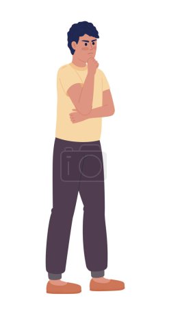 Téléchargez les illustrations : Serious man trying to solve problem semi flat color vector character. Editable figure. Full body person on white. Simple cartoon style spot illustration for web graphic design and animation - en licence libre de droit