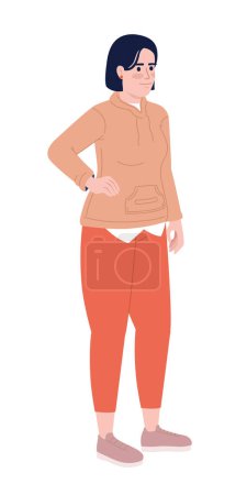 Illustration for Short haired woman in sporty clothes semi flat color vector character. Editable figure. Full body person on white. Simple cartoon style spot illustration for web graphic design and animation - Royalty Free Image