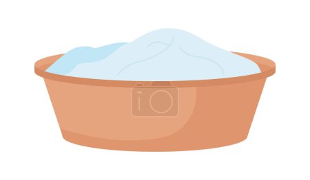 Illustration for Plastic wash bowl with laundry semi flat color vector object. Handwashing. Editable icon. Full sized element on white. Simple cartoon style spot illustration for web graphic design and animation - Royalty Free Image