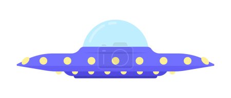 Illustration for Unidentified flying object semi flat color vector icon. Flying saucer. Editable object. Full sized element on white. Simple cartoon style spot illustration for web graphic design and animation - Royalty Free Image