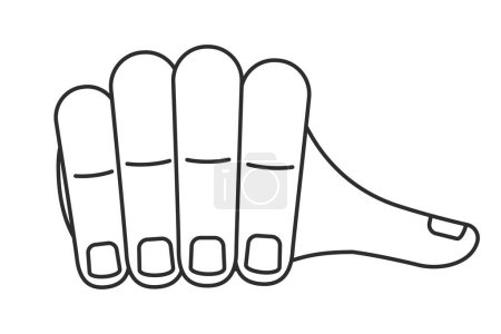 Illustration for Drumming fingers semi flat linear vector hand gesture. Editable pose. Human body part on white. Anxious waiting expression cartoon style illustration for web graphic design, animation, sticker - Royalty Free Image