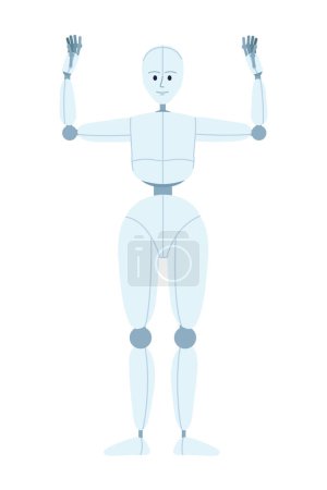 Illustration for Humanoid robot performance semi flat color vector character. Human-like dance movement. Editable full body figure on white. Simple cartoon style spot illustration for web graphic design and animation - Royalty Free Image