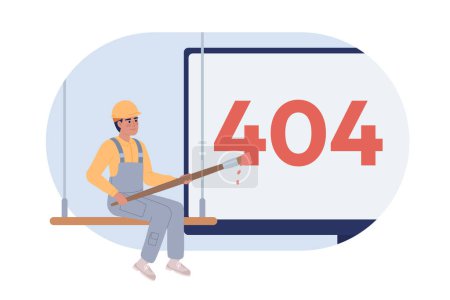 Illustration for Site under maintenance vector empty state illustration. Editable 404 not found page for UX, UI design. Flat character on cartoon background. Colorful website error flash message. Outfit Bold font used - Royalty Free Image