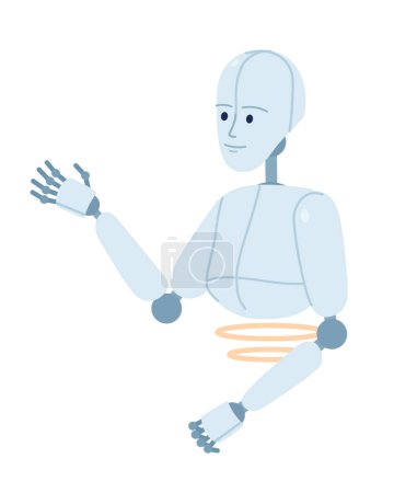 Illustration for Human-like support robot semi flat color vector character. Robotic manipulator. Editable half body figure on white. Simple cartoon style spot illustration for web graphic design and animation - Royalty Free Image