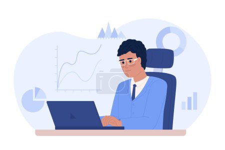 Illustration for Data scientist job flat concept vector spot illustration. Editable 2D cartoon character on white for web design. Evaluating performance. Business analyst creative idea for website, mobile app - Royalty Free Image