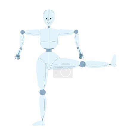 Illustration for Humanoid robot mimicking dance semi flat color vector character. Human-like movement. Editable full body figure on white. Simple cartoon style spot illustration for web graphic design and animation - Royalty Free Image