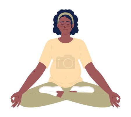 Illustration for Calm pregnant woman sitting in yoga pose semi flat color vector character. Editable figure. Full body person on white. Simple cartoon style spot illustration for web graphic design and animation - Royalty Free Image