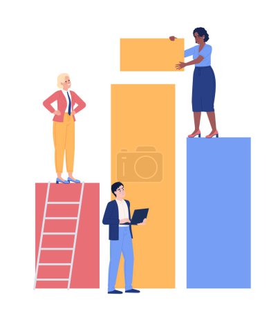 Illustration for Working with team presentation flat concept vector spot illustration. Teamwork. Editable 2D cartoon characters on white for web design. Synergy in workplace creative idea for website, mobile app - Royalty Free Image