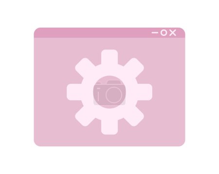 Illustration for Open webpage with settings semi flat color vector icon. Browser page with cogwheel. Editable full sized element on white. Simple cartoon style spot illustration for web graphic design and animation - Royalty Free Image