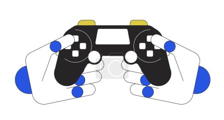 Illustration for AI in games line concept vector spot illustration. Editable 2D flat colour cartoon robotic hands on white for web design. Artificial intelligence in videogames creative linear idea for website, mobile - Royalty Free Image