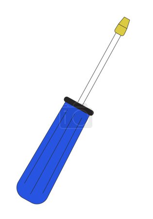 Illustration for Screwdriver tool linear flat color vector object. Editable thin line icon. Full sized element on white. Simple lineart cartoon style spot illustration for web graphic design and animation - Royalty Free Image