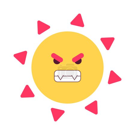 Illustration for Dangerous summer sun semi flat colorful vector character. Excessive ultraviolet exposure. Editable full sized icon on white. Simple cartoon spot illustration for web graphic design and animation - Royalty Free Image