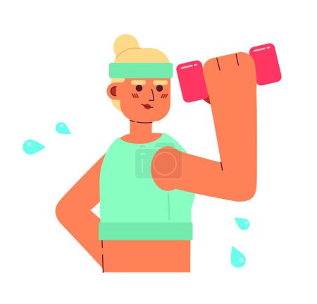 Illustration for Sporty woman lifting dumbbell semi flat colorful vector character. Healthy active living. Editable half body person on white. Simple cartoon spot illustration for web graphic design and animation - Royalty Free Image