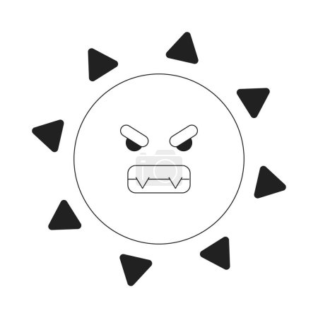 Illustration for Dangerous summer sun monochromatic flat vector character. Excessive ultraviolet exposure. Editable thin line full sized icon on white. Simple bw cartoon spot image for web graphic design, animation - Royalty Free Image