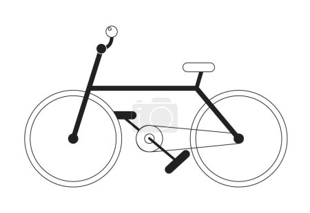 Téléchargez les illustrations : Vélo de route monochromatique objet vecteur plat. Cycle de pédale pour le vélo de loisir. VTT. Icône de ligne mince modifiable sur blanc. Image simple de spot de dessin animé bw pour la conception graphique Web, animation - en licence libre de droit