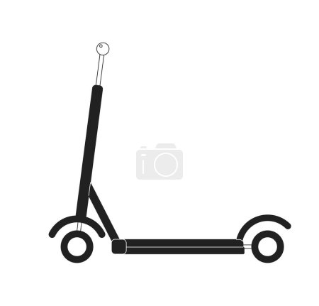 Illustration for Electric scooter for adults, kids monochromatic flat vector object. Folding escooter for riding. Editable thin line icon on white. Simple bw cartoon spot image for web graphic design, animation - Royalty Free Image