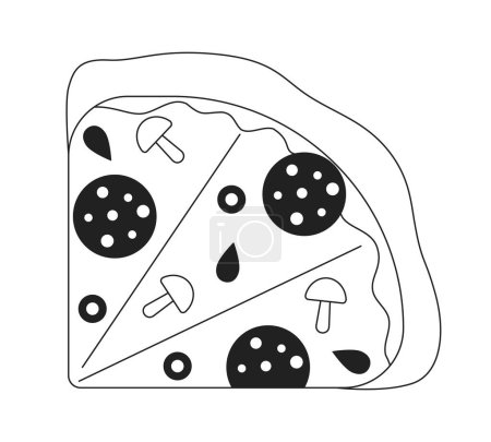 Illustration for Quarter of pizza monochromatic flat vector object. Tasty homemade snack. Fast food. Pizzeria menu. Editable thin line icon on white. Simple bw cartoon spot image for web graphic design, animation - Royalty Free Image