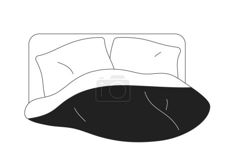 Illustration for Bed sheets and pillows for good sleep monochrome flat vector object. Bedroom. Editable black and white thin line icon. Simple cartoon clip art spot illustration for web graphic design and animation - Royalty Free Image