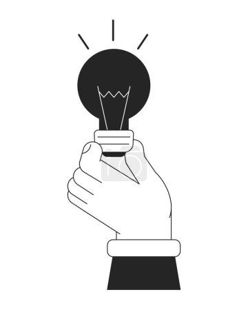 Illustration for Entrepreneur without idea bw concept vector spot illustration. No creativity 2D cartoon flat line monochromatic first view hand for web UI design. Editable hero image for landing page, mobile header - Royalty Free Image