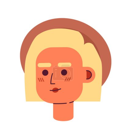 Ilustración de Mujer rubia joven con sombrero de paja semi plana cabeza de personaje vector. Editable estilo de dibujos animados cara emoción. Icono de avatar colorido simple. Ilustración puntual para diseño gráfico web y animación - Imagen libre de derechos