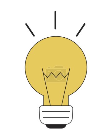 Illustration for Glowing bright light bulb flat line color vector object. Incandescent lightbulb. Editable lineart icon on white. Simple outline cartoon style spot illustration for web graphic design and animation - Royalty Free Image