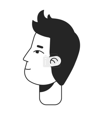 Illustration for Man looking up side profile flat line monochromatic vector character head. Simple outline avatar icon. Editable cartoon user portrait. Lineart spot illustration for web graphic design and animation - Royalty Free Image