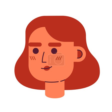 Ilustración de Señora con corto corte de pelo rojo esponjoso cabeza semi plana personaje vector. Editable estilo de dibujos animados cara emoción. Icono de avatar colorido simple. Ilustración puntual para diseño gráfico web y animación - Imagen libre de derechos
