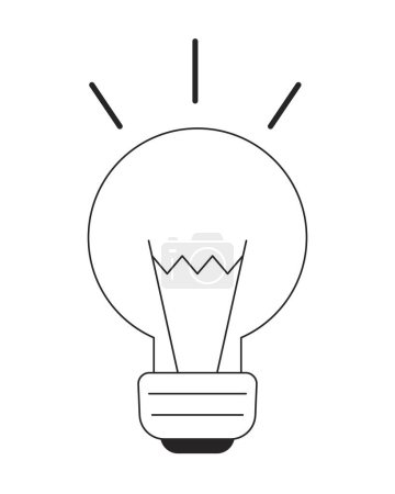 Illustration for Incandescent light bulb flat line black white vector object. Working lightbulb equipment. Editable cartoon style icon. Simple isolated outline spot illustration for web graphic design and animation - Royalty Free Image