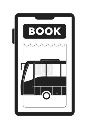 Illustration for Purchasing pass before boarding bus monochrome concept vector spot illustration. Editable 2D flat bw cartoon object for web UI design. Ticket booking app linear hero image. Jost Extrabold font used - Royalty Free Image