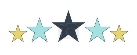 Illustration for Five star rating flat line color isolated vector icon. Bewertung sterne. Review stars 5. Editable clip art element on white background. Simple outline cartoon spot illustration for web design - Royalty Free Image