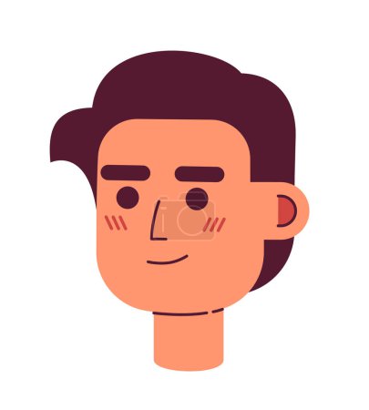 Illustration for Attractive smiling guy with slicked-back hair semi flat vector character head. Classic haircut. Editable cartoon avatar icon. Face emotion. Colorful spot illustration for web graphic design, animation - Royalty Free Image