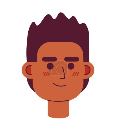 Illustration for African american young man with prickly hairstyle semi flat vector character head. Editable cartoon avatar icon. Face emotion. Colorful spot illustration for web graphic design, animation - Royalty Free Image