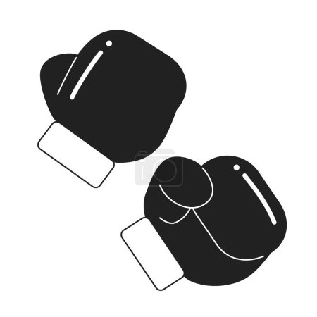 Illustration for Boxing fists in gloves monochrome flat vector object. Professional sportswear for boxer. Editable black and white thin line icon. Simple cartoon clip art spot illustration for web graphic design - Royalty Free Image