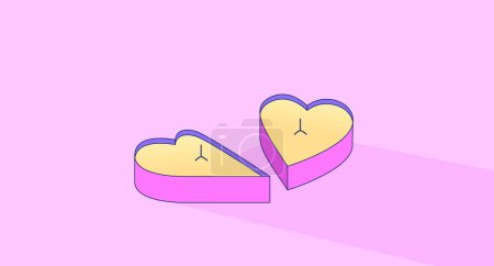 Illustration for Heart shaped candles lo fi chill wallpaper. Romantic love. Valentines day. Scented candles 2D vector cartoon object illustration, vaporwave background. 80s retro album art, synthwave aesthetics - Royalty Free Image