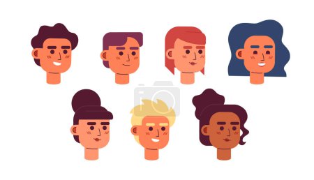 Illustration for People business casual semi flat colour vector character heads set. Young entrepreneurs. Colorful avatar icons. Editable cartoon style emotions. Simple spot illustration bundle for web graphic design - Royalty Free Image
