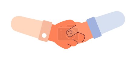 Illustration for Shaking hands for business networking semi flat colorful vector hands. Successful closing deal. Businesspeople. Editable clip art on white. Simple cartoon spot illustration for web graphic design - Royalty Free Image
