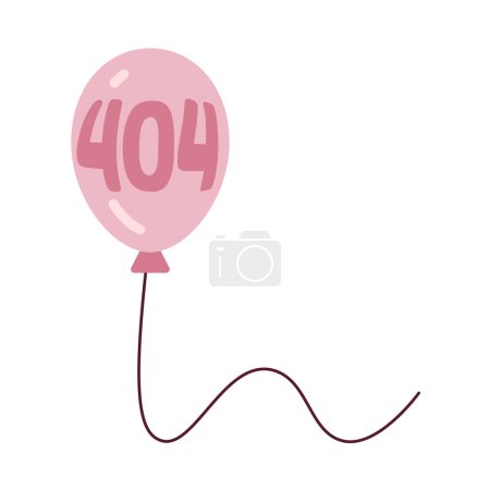Illustration for Balloon floating vector empty state illustration. Editable 404 not found for UX, UI design. Birthday party. Balloon in sky isolated flat cartoon object on white. Error flash message for website, app - Royalty Free Image