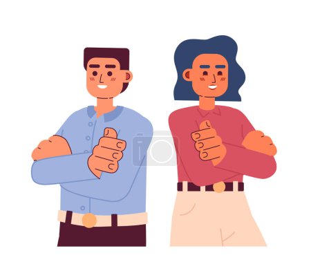 Illustration for Entrepreneurial partners semi flat colorful vector characters. Successful equal business partnership. Editable half body people on white. Simple cartoon spot illustration for web graphic design - Royalty Free Image