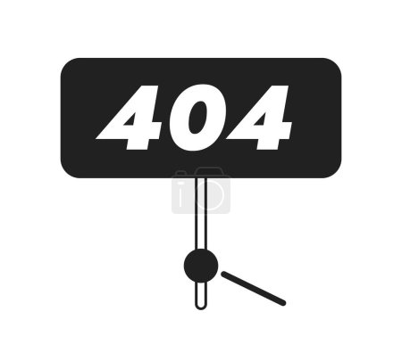 Illustration for Holding 404 error sign vector bw empty state illustration. Editable not found page for UX, UI design. Repair work isolated flat monochromatic object on white. Error flash message for website, app - Royalty Free Image