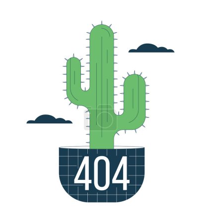 Téléchargez les illustrations : Potted cactus plant in clouds error 404 flash message. Far West. Plante d'intérieur succulente. État vide ui design. Page introuvable popup dessin animé image. Concept d'illustration vectorielle plate sur fond blanc - en licence libre de droit