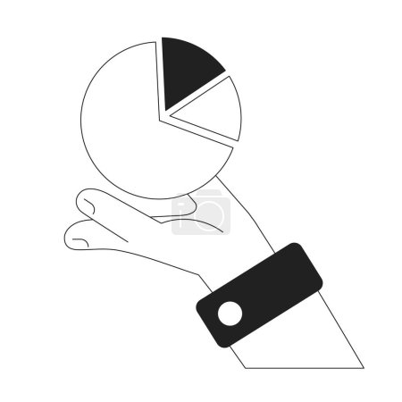 Illustration for Pie chart business report monochrome concept vector spot illustration. Monthly sales and expenses plan 2D flat bw cartoon hand for web UI design. Accounting isolated editable hand drawn hero image - Royalty Free Image