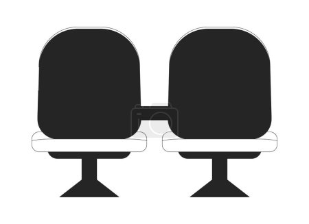 Illustration for Chairs in waiting room line art vector cartoon icon. Furniture. Editorial, magazine spot illustration black and white. Outline object isolated on white. Editable 2D simple drawing, graphic design - Royalty Free Image