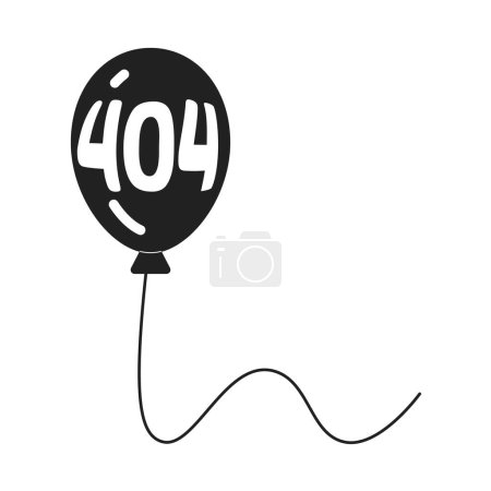 Illustration for Balloon floating vector bw empty state illustration. Editable 404 not found page for UX, UI design. Birthday party isolated flat monochromatic object on white. Error flash message for website, app - Royalty Free Image