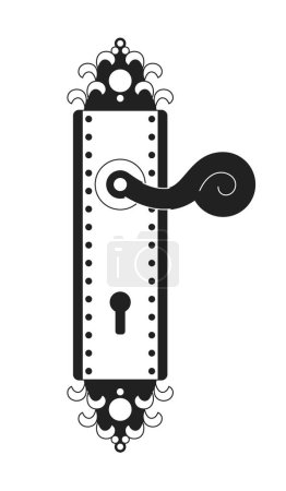 Illustration for Vintage door handle monochrome flat vector object. Antique door knob. Trying to open door. Editable black and white thin line icon. Simple cartoon clip art spot illustration for web graphic design - Royalty Free Image