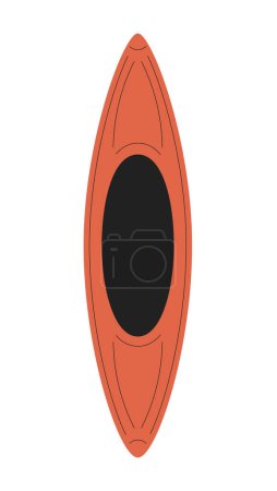 Illustration for Red kayak vessel semi flat colour vector object. Water sports equipment. Outdoor recreation. Editable cartoon clip art icon on white background. Simple spot illustration for web graphic design - Royalty Free Image