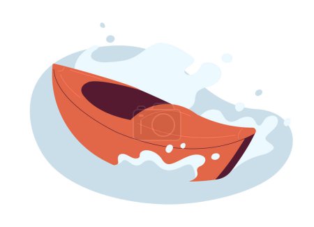 Illustration for River kayak semi flat colour vector object. Water sports. Canoeing outdoors. Rafting activity. Editable cartoon clip art icon on white background. Simple spot illustration for web graphic design - Royalty Free Image