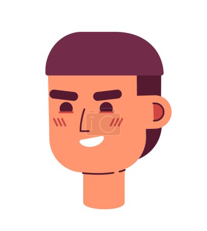 Illustration for Grinning with confidence latinoamerican young adult man semi flat vector character head. Editable cartoon avatar icon. Face emotion. Colorful spot illustration for web graphic design, animation - Royalty Free Image