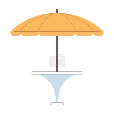 Illustration for Umbrella table semi flat colour vector object. Garden furniture. Parasol cafe. Backyard patio. Editable cartoon clip art icon on white background. Simple spot illustration for web graphic design - Royalty Free Image