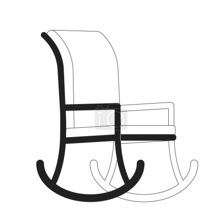 Illustration for Rocking chair monochrome flat vector object. Wooden swaying porch chair. Comfortable seat. Editable black and white thin line icon. Simple cartoon clip art spot illustration for web graphic design - Royalty Free Image