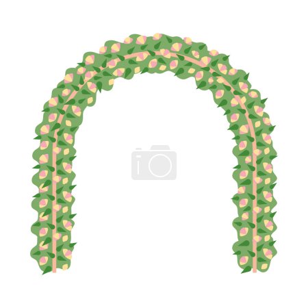 Illustration for Flowers arch semi flat colour vector object. Wedding altar decor. Arched branch. Circular frame. Editable cartoon clip art icon on white background. Simple spot illustration for web graphic design - Royalty Free Image